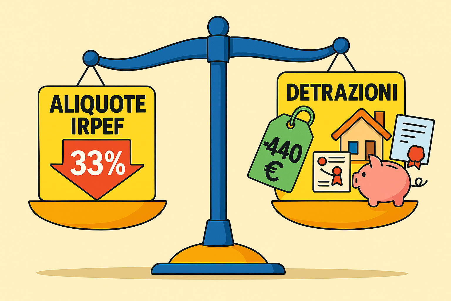 Revisione disciplina IRPEF: nuova aliquota e detrazioni per oneri/spese